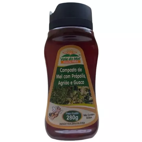 Mel Com Própolis Agrião e Guaco Bisnaga Vale do Mel 280 g