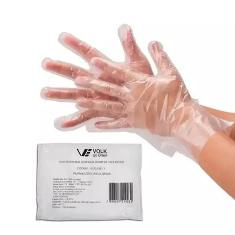 Luva Polietileno Plastica Descartável Com 100unidades - Volk - comprar online