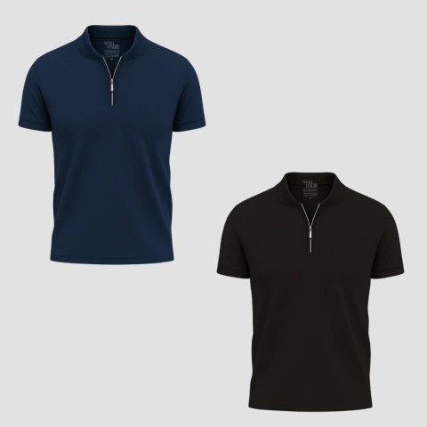 Kit 2x Polo Pima Zíper Viena