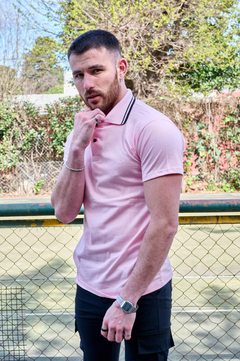 CHOMBA ALGODON PEINADO CON CUELLO TEJIDO - tienda online