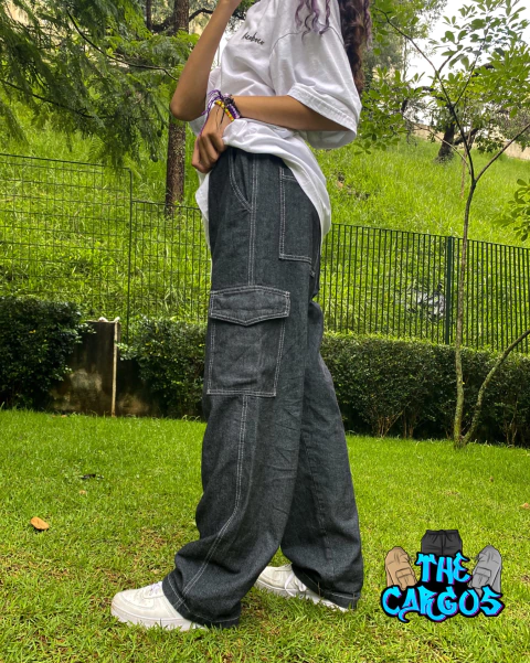 Calça Cargo Jeans Black