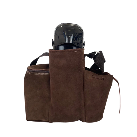 Mateira Bolsa de Couro Camurça Marrom Aberta 1L para Chimarrão