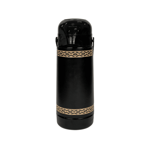Garrafa Térmica Magic Pump Revestida Couro Preto Pampa 1L Termolar para Chimarrão