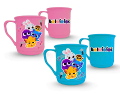 Kit 2 Canecas de Plástico 350ml Temática Bolofofos Infantil Arte Fixa