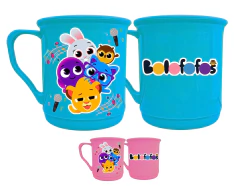 Kit 2 Canecas de Plástico 350ml Temática Bolofofos Infantil Arte Fixa - Oro Comércio