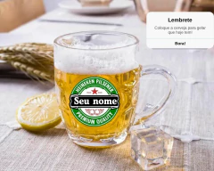 Imagem do Kit 2 Canecas Vidro Personalizável Seu Nome Heineken Estampa
