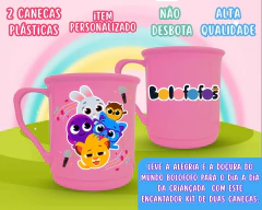 Kit 2 Canecas de Plástico 350ml Temática Bolofofos Infantil Arte Fixa - Oro Comércio
