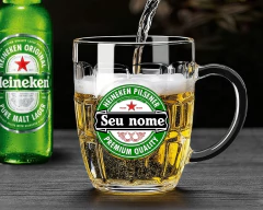 Kit 6 Canecas Vidro Personalizável Seu Nome Heineken Estampa - comprar online