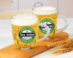 Kit 6 Canecas Vidro Personalizável Seu Nome Heineken Estampa - loja online