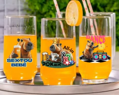 Jogo 6 Copos Vidro Capivara Divertidas Personalizados 300ml - comprar online