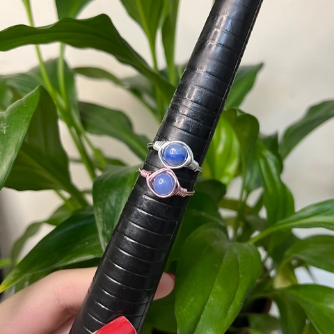 Anel de Arame Quartzo Azul - Wire Wrap