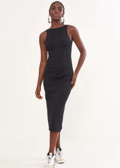 Vestido Midi Justo Decote Costas Colcci