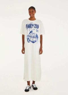 Vestido Midi Coco Gelado Azul Farm