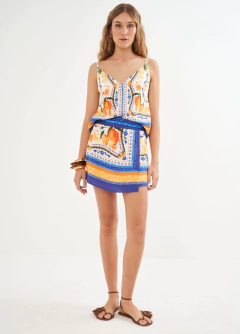 Saia Estampada Com Transpasse Colcci