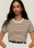 T-Shirt Listrada Manga Curta Shoulder - Espaço Multimarcas