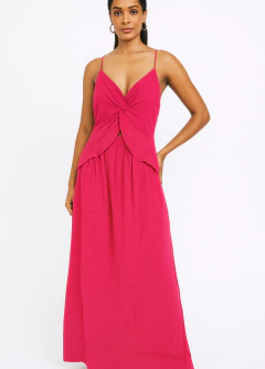 Vestido Longo Crepe Busto Torcido Dress To