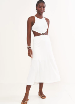 Vestido Midi Com Recortes Acinturados Colcci