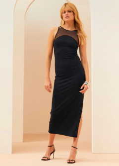 Vestido Midi Com Detalhe Tule Forum