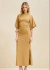 Vestido Maxi Midi Acinturado com Mangas Amplas Forum