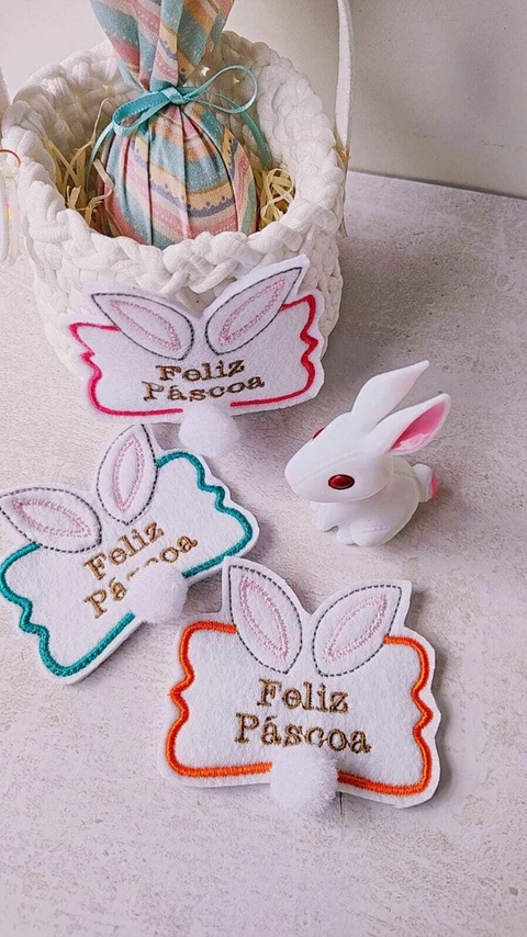 APLIQUE BORDADO FELIZ PÁSCOA - UNIDADE