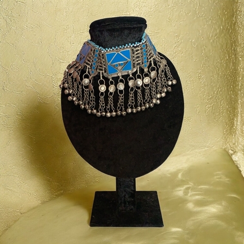 Blue Geometric Choker