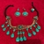 Conjunto de Collar, Aretes y Anillo con Amuleto Central y Lagrimas Teal #2