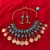 Conjunto de Collar, Aretes y Anillo Monedas Cadenas y Sonajas Teal Piedra Natural Marmoleada #4