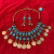Conjunto de Collar, Aretes y Anillo Monedas Cadenas y Sonajas Teal Piedra Natural Marmoleada #4