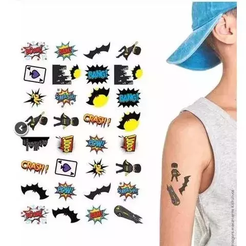 Tatuagem Bat Black Temporária Infantil - 32 unidades