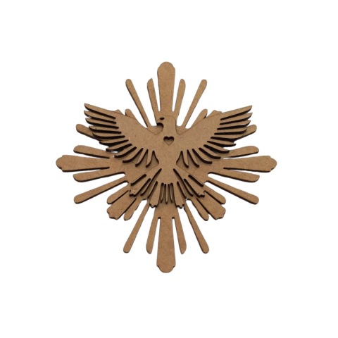 Escapulario MDF com Espirito Santo 13cm Nº3 (Resp Nº3-13cm + Esp Santo Nº2-10cm)