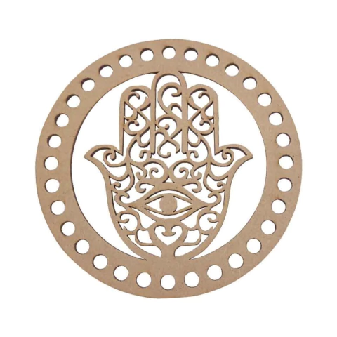 PLACA CROCHE MÃO DE FÁTIMA 15CM