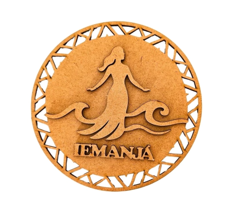 Medalhão Iemanjá MDF cru 13cm umbanda e candomblé
