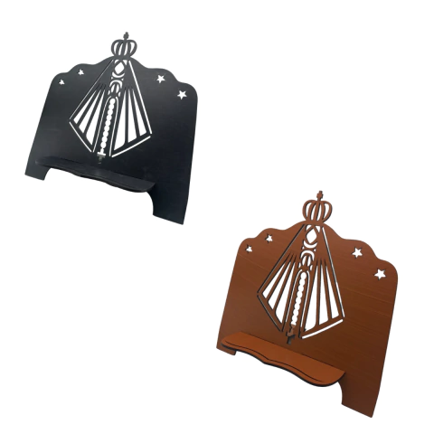 Porta Bíblia MDF Com Nossa Senhora Vazada e Base 33x34x6,5cm