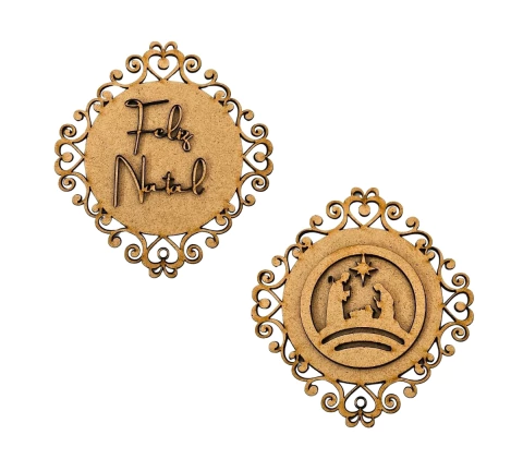 Kit Escapulário de Natal MDF cru 2 placas 13x12cm