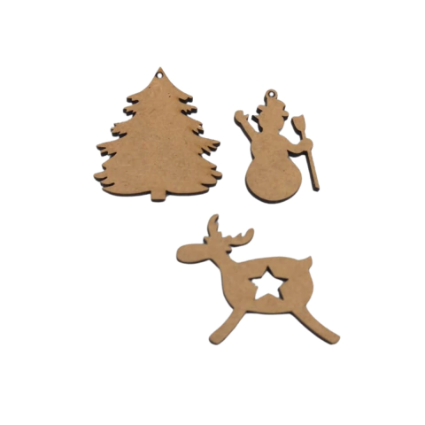 Enfeite MDF Kit 3 Pendentes de Natal