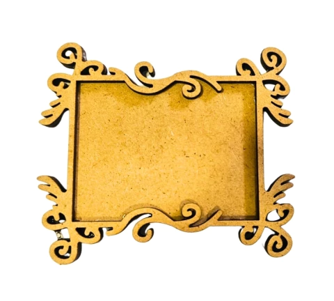 Moldura arabesco retangular MDF cru com fundo 9x7,5cm