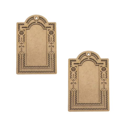 Kit 2 escapulários de porta bizantinos para porta em MDF cru 15x10cm