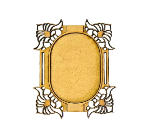 Moldura Redonda Folhas Decorativa com Fundo em MDF Cru 13cm