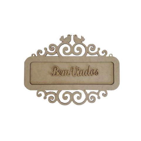PLACA CASAL DE PASSAROS BEM VINDOS 29X22CM