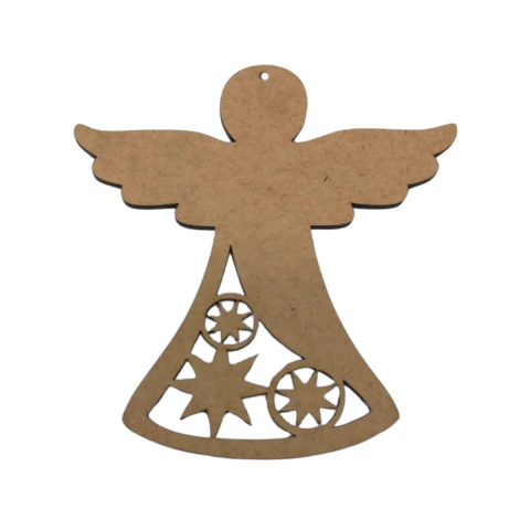 Enfeite MDF Pendente Anjo de Natal 8,5x8cm