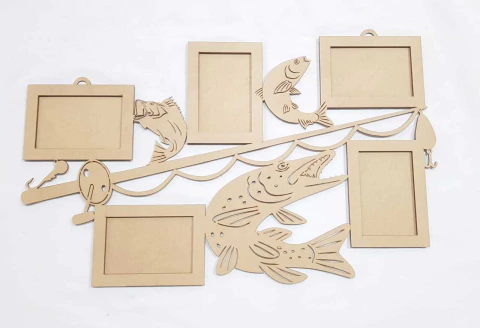 QUADRO 5 FOTOS PESCARIA LASER 69X41CM