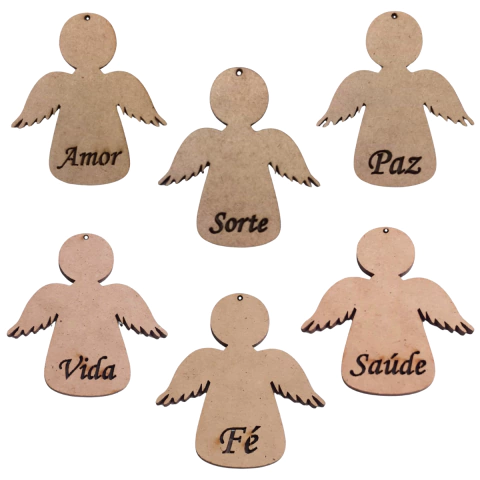 Enfeite MDF Pendente Anjo de Natal 6x5,5cm Cru