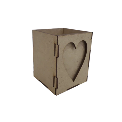 Porta Lapis e Canetas MDF para Foto Coração 9x6,5x6,5cm