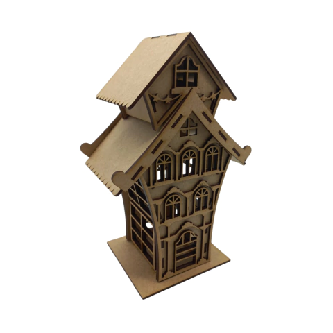 Casa de Natal MDF Estilo Europeu com Tampa 22x15x9,5 Nº3 (desmontado)