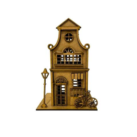 Casa Miniatura Holandesa Natal em MDF Nº4 cru 20x13x10cm (DESMONTADA)