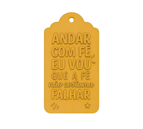 Pingente Tag MDF cru 13x7cm – Andar com fé eu vou