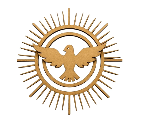 Aplique sobreposto Espírito Santo com resplendor raiado MDF cru 12cm