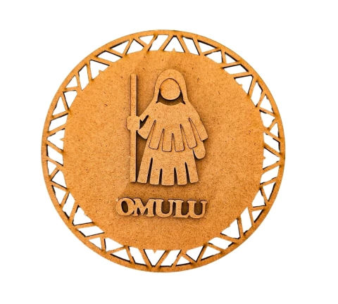 Medalhão Omulu Obaluayê MDF cru 13cm umbanda e candomblé