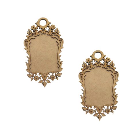 Kit 2 Placas MDF Escapulário Rococó para Porta 15x8,5cm