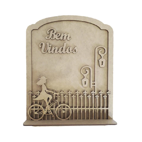 QUADRO BEM VINDOS MENINA COM BICICLETA